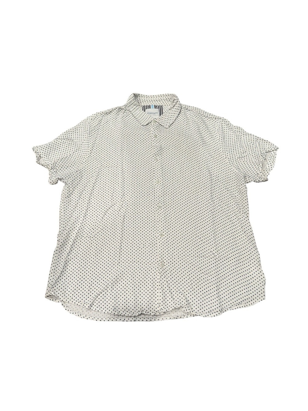 Denim & Flower White Short-Sleeve Button-Down with Black Dot Print